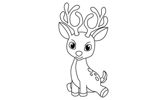 Download Funny Deer Cartoon Vector Coloring Page - Premium Resources