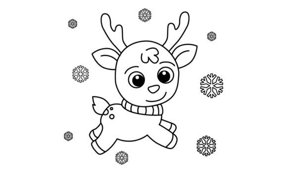 Download Funny Deer Cartoon Vector Coloring Page - Premium Resources